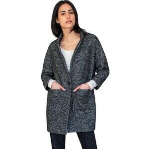EMERSON FRY Women’s Black Herringbone Wool Car Coat size medium
